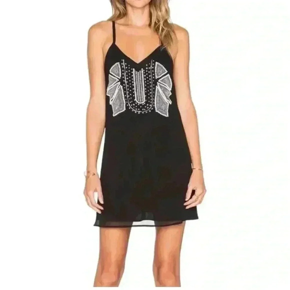 NBD Dresses & Skirts - NBD x Revolve City of Night Black Beaded Pearls Slip Mini Dress Medium